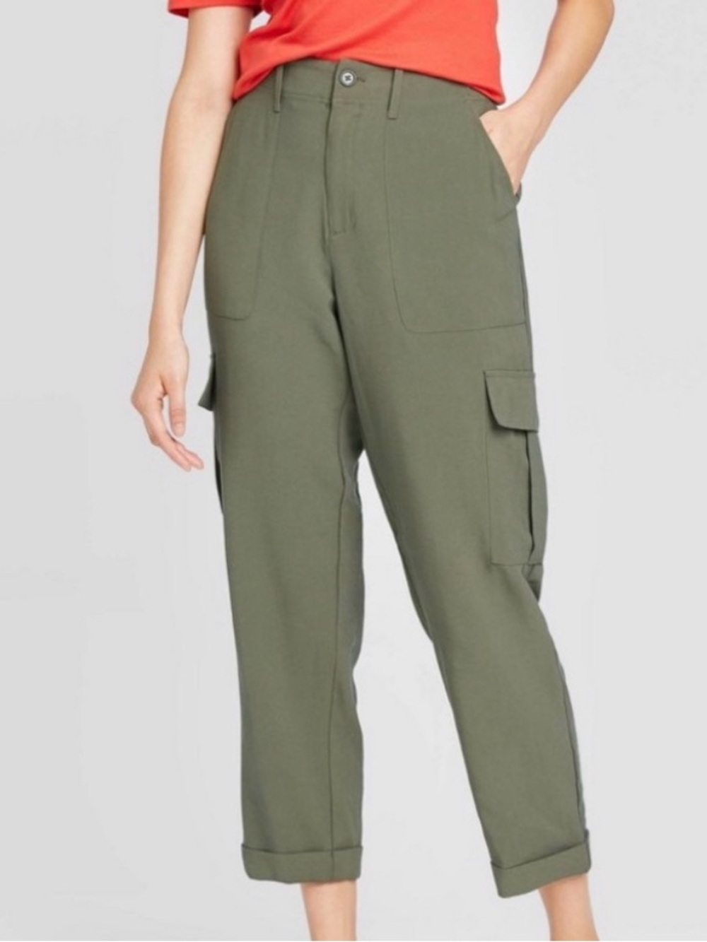 High-Rise Olive Cargo Pants for Women by A new day